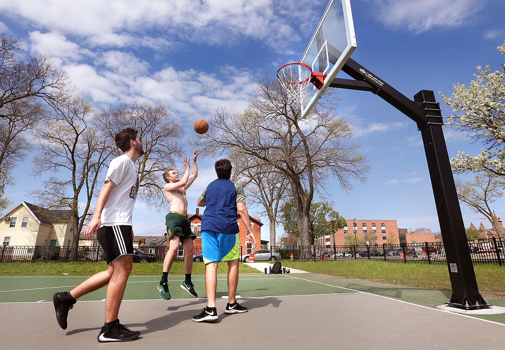 Shooting buckets with buddies
